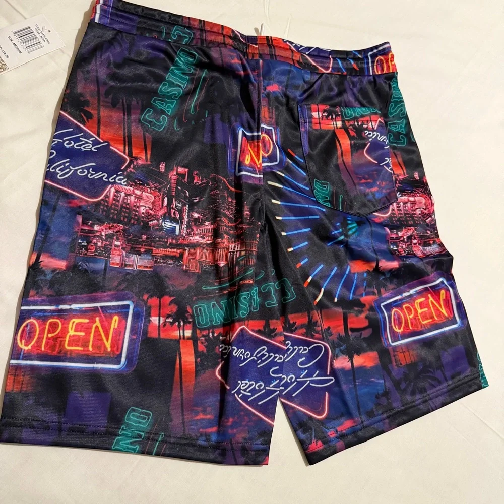 Men’s Size M Vibrant Neon Print‎ Board Shorts By Fresh Prints of Bel Air NEW